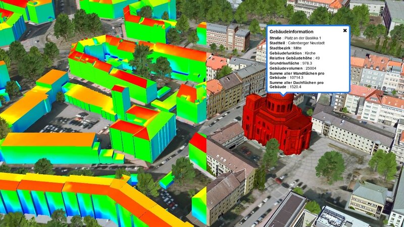 Grafik eines Digitalen Zwillings in der Stadt Hannover.